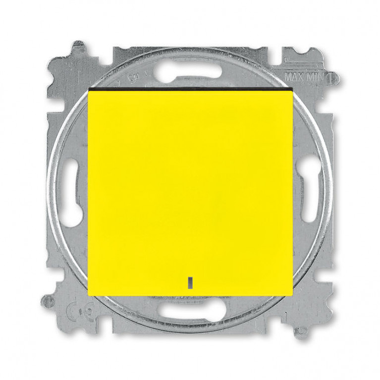 Выключатель 1-клавишный ABB LEVIT, с подсветкой, скрытый монтаж, желтый // дымчатый черный, 2CHH590146A6064