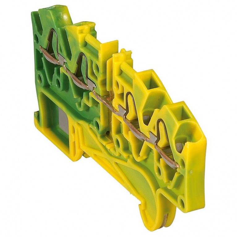 Пружинная клемма Viking 3 - заземляющая - однополюсная - 4 проводника - шаг 5 мм - желто-зеленый