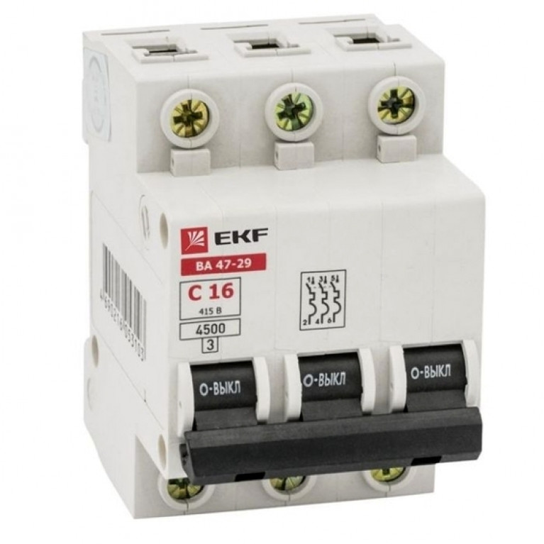 Автоматический выключатель EKF Basic 3P 32А (C) 4.5кА, mcb4729-3-32C