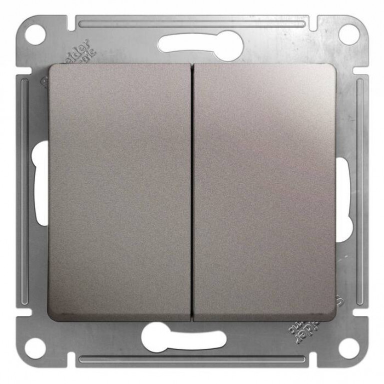 Переключатель 2-клавишный Schneider Electric GLOSSA, скрытый монтаж, платина, GSL001265
