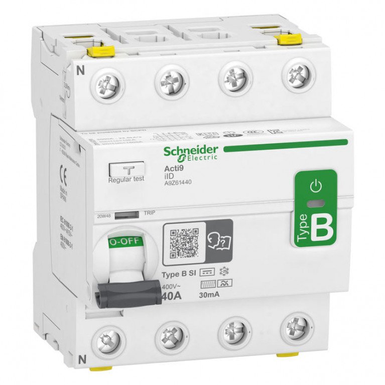 УЗО Schneider Electric Acti9 4P 40А 3 кА, 30 мА ( B-SI ), A9Z61440