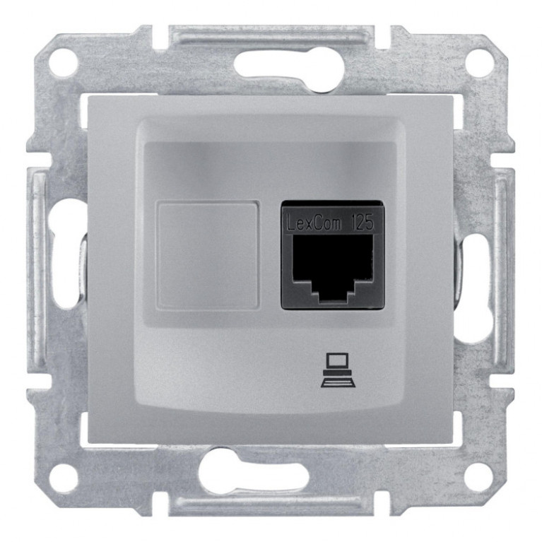 Розетка компьютерная RJ45 Cat.6 Schneider Electric SEDNA, алюминий, SDN4900160