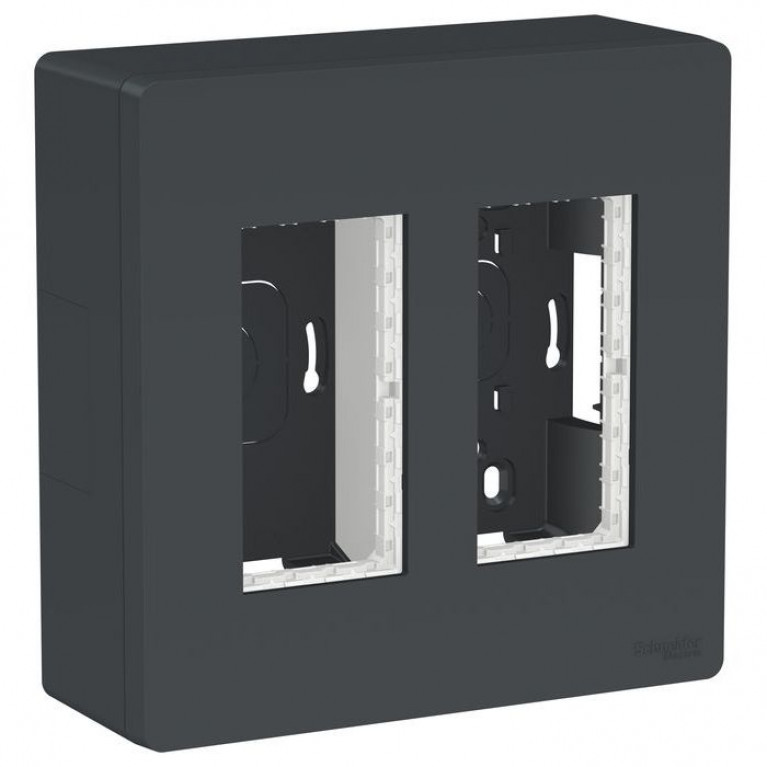 UNICA SYSTEM+ БЛОК открытой установки 2х2 АНТРАЦИТ