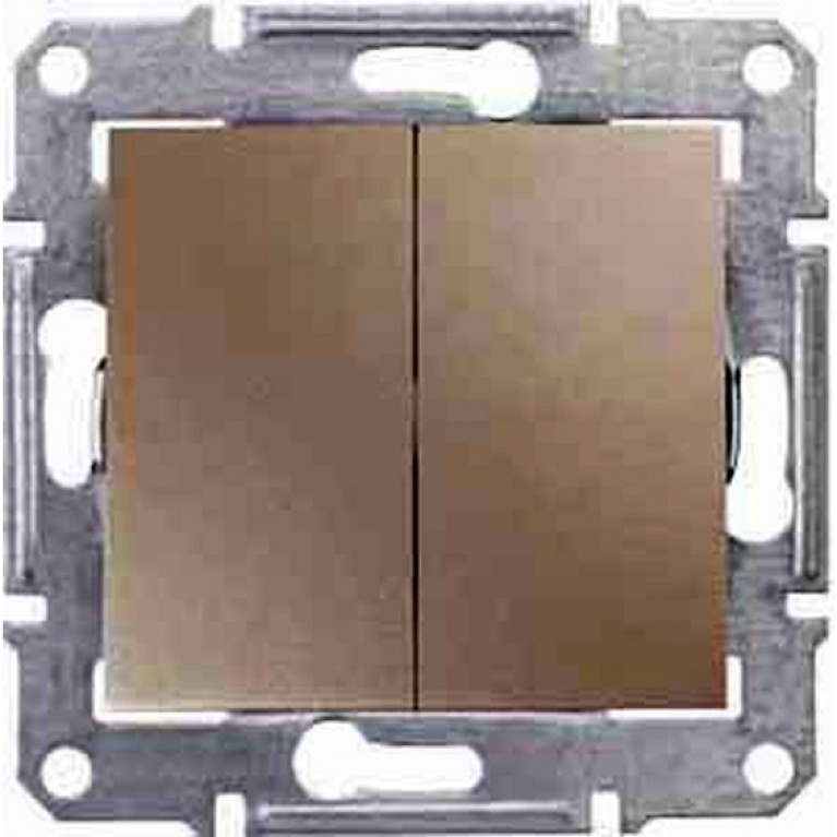 Переключатель 2-клавишный Schneider Electric SEDNA, скрытый монтаж, титан, SDN0600168