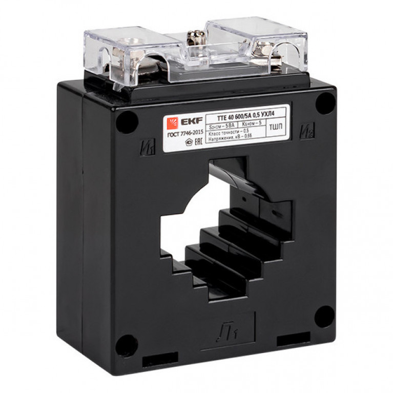 Шинный трансформатор тока EKF 600//5А 5ВА, кл.т. 0,5S, tte-40-600-0.5S