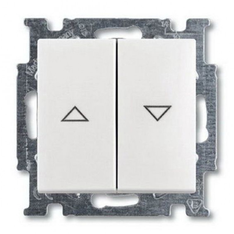 Выключатель для жалюзи 2-клавишный кнопочный ABB BASIC55, альпийский белый, 2CKA001413A1082