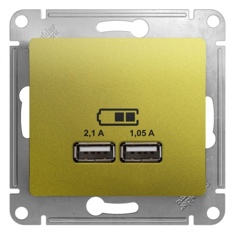 Glossa Розетка  USB, 5В//2100мА, 2х5В//1050мА, фисташковый