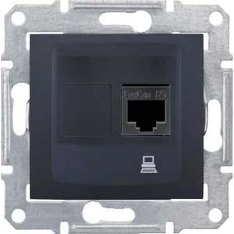 Розетка компьютерная RJ45 Cat.6 Schneider Electric SEDNA, графит, SDN4700170