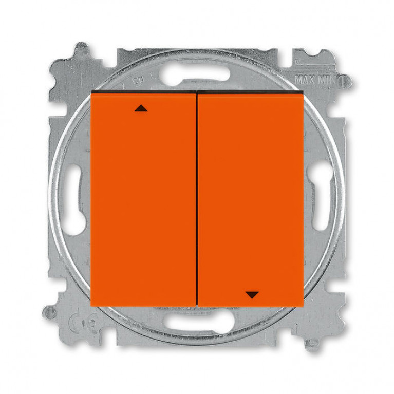 Выключатель для жалюзи 2-клавишный ABB LEVIT, оранжевый // дымчатый черный, 2CHH598945A6066