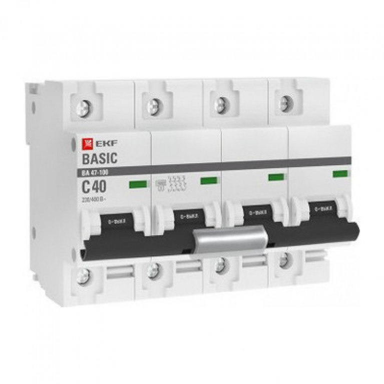Автоматический выключатель EKF Basic 4P 40А (C) 10кА, mcb47100-4-40C-bas