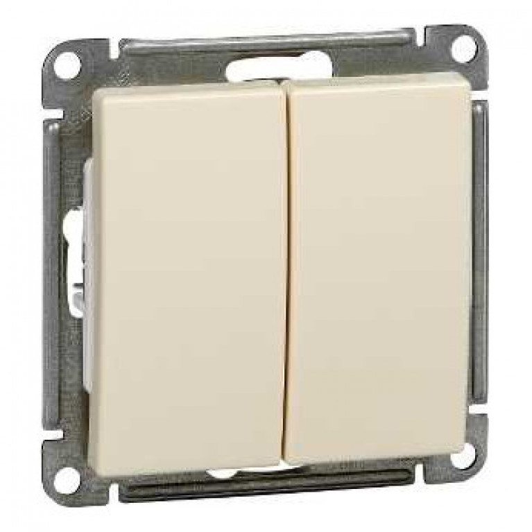 Выключатель 2-клавишный Schneider Electric W59, скрытый монтаж, слоновая кость, VS510-252-2-86