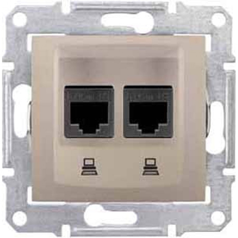 Розетка двойная компьютерная RJ45 Cat.6 Schneider Electric SEDNA, титан, SDN4800168