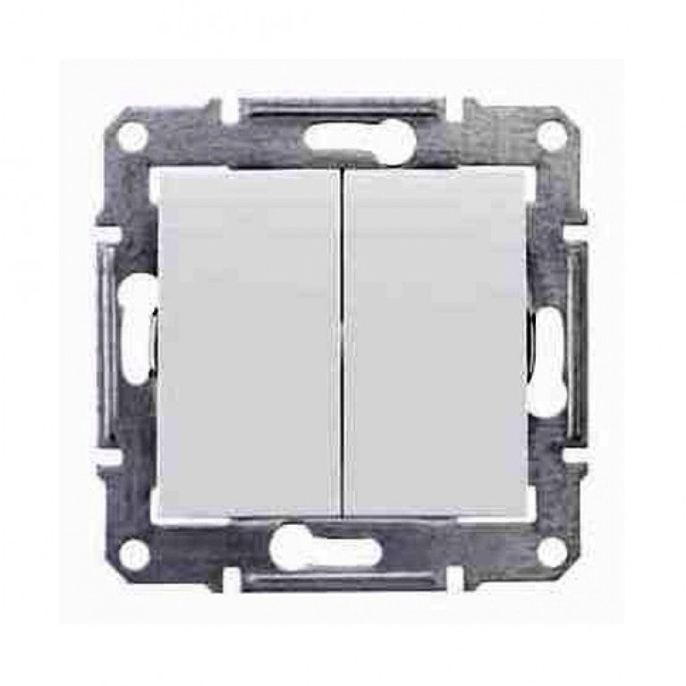 Переключатель 2-клавишный Schneider Electric SEDNA, скрытый монтаж, белый, SDN0600121