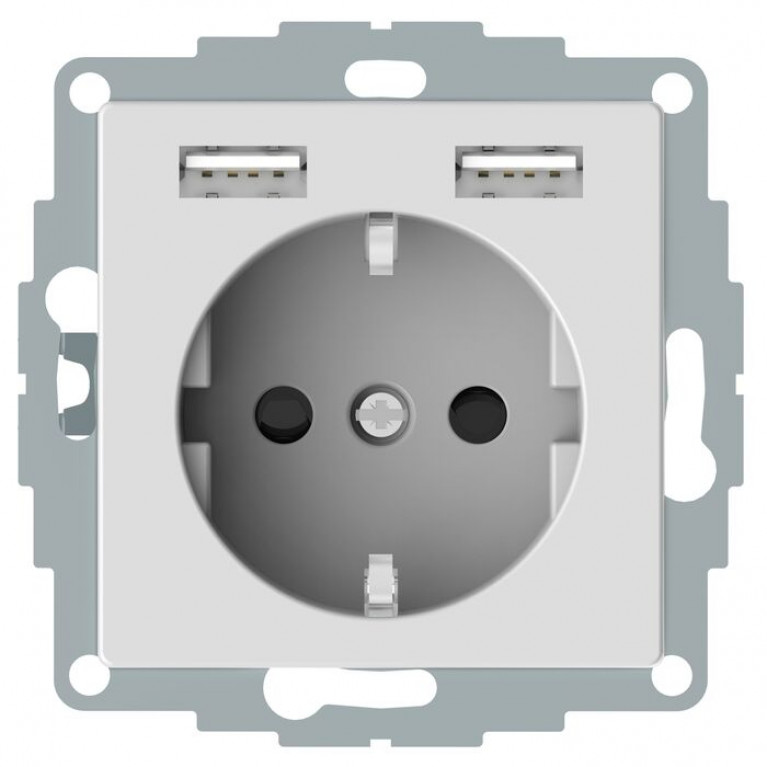 Розетка с USB Schneider Electric AQUAIN, скрытый монтаж, с заземлением, активно-белый, MTN2366-0325