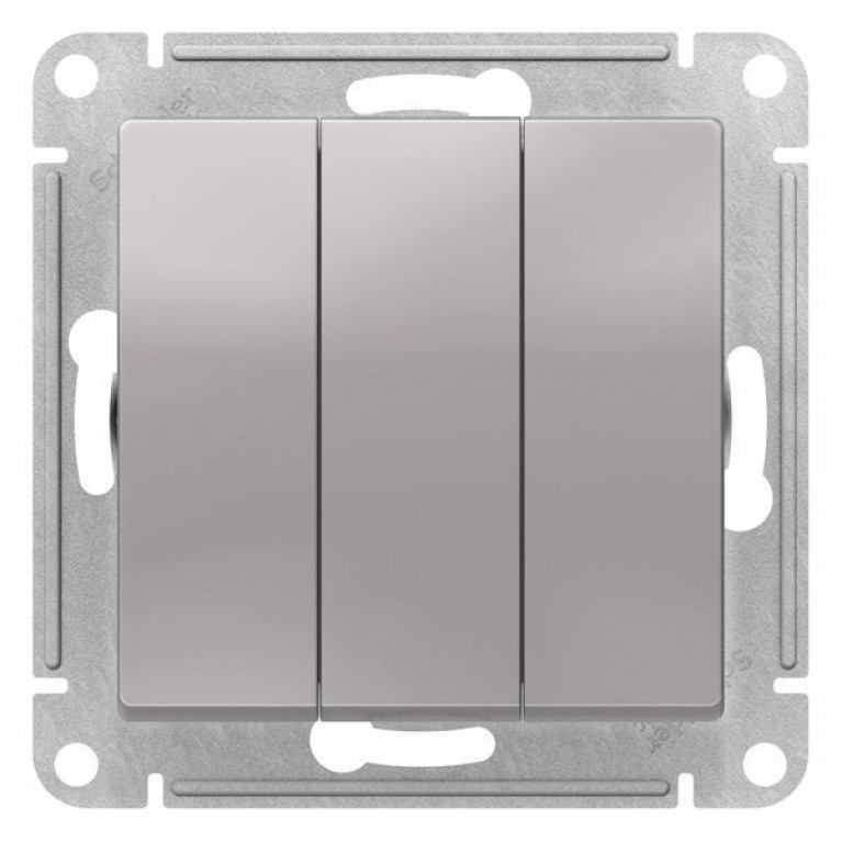 Выключатель 3-клавишный Schneider Electric ATLASDESIGN, скрытый монтаж, алюминий, ATN000331