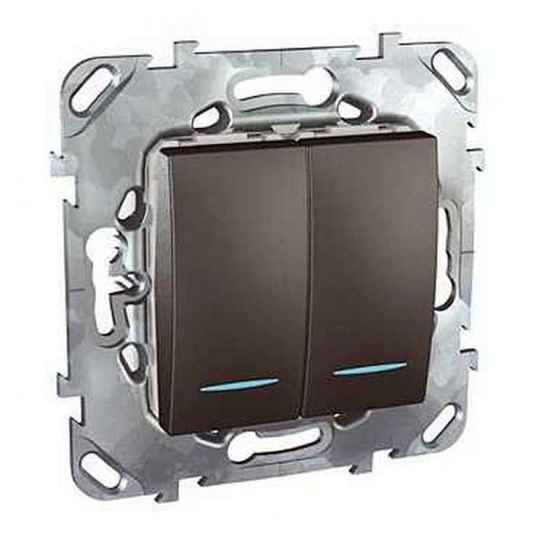 Выключатель 2-клавишный Schneider Electric UNICA TOP, с подсветкой, скрытый монтаж, графит, MGU5.0101.12NZD