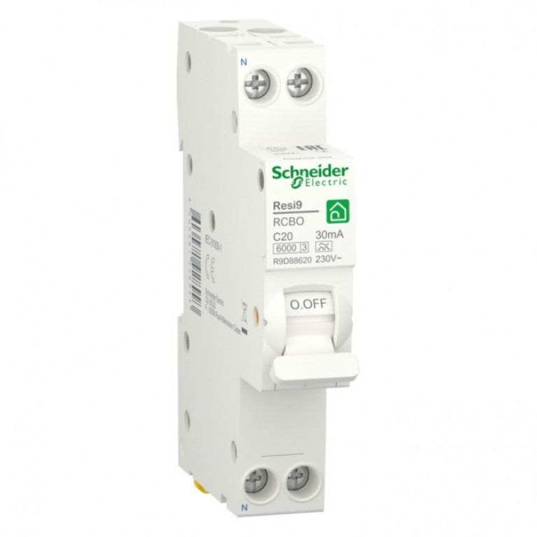 Дифавтомат Schneider Electric Resi9 1P+N 20А (C) 6 кА, 30 мА ( A ), R9D88620
