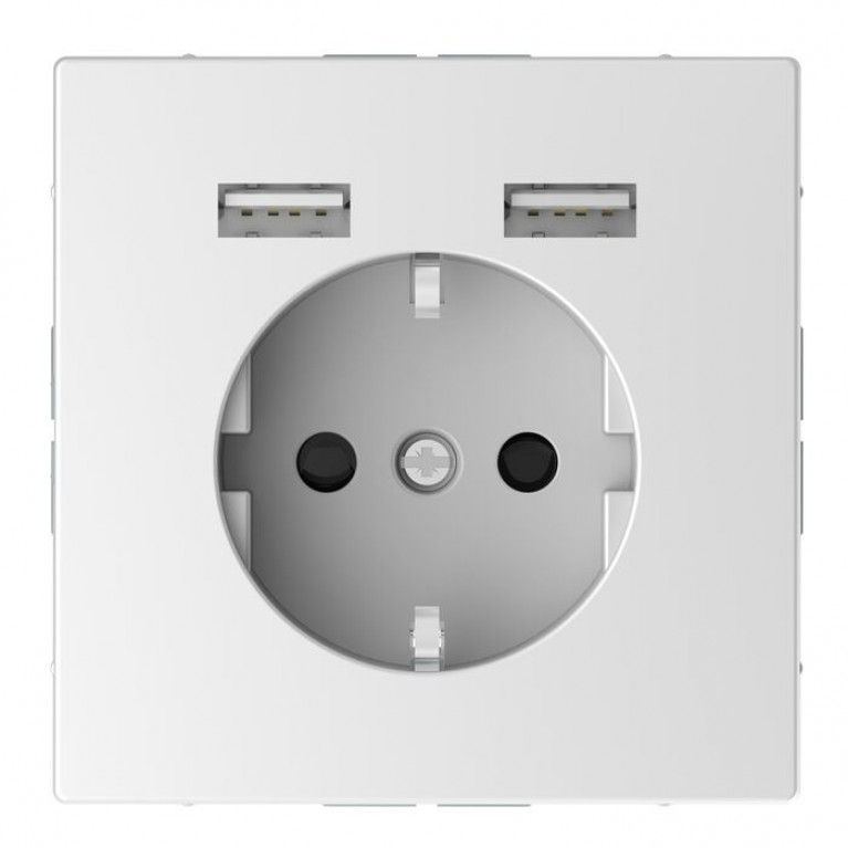 Розетка с USB Schneider Electric MERTEN D-LIFE, скрытый монтаж, с заземлением, белый лотос, MTN2366-6035