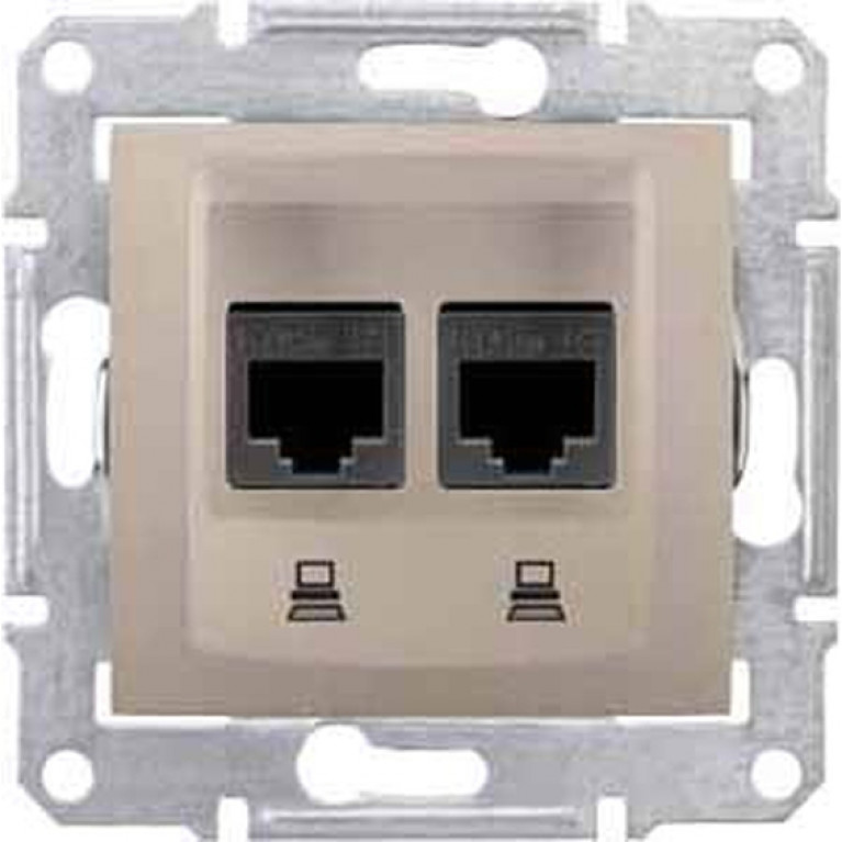 Розетка двойная компьютерная RJ45 Cat.6 Schneider Electric SEDNA, титан, SDN5000168