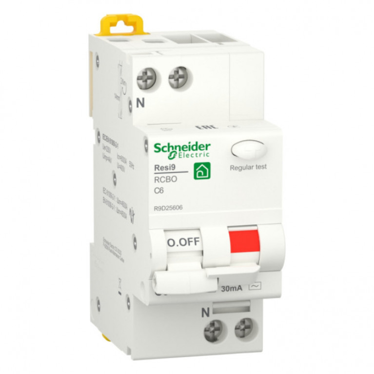 Дифавтомат Schneider Electric Resi9 1P+N 6А (C) 6 кА, 30 мА ( AC ), R9D25606