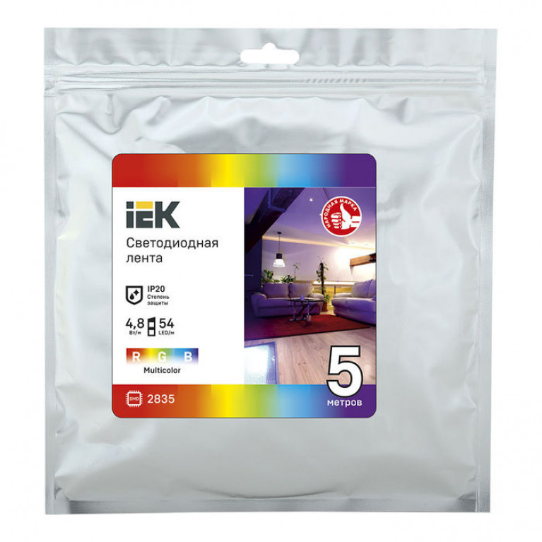 Лента LED 5м LSR-2835RGB54-4,8-IP20-12В IEK