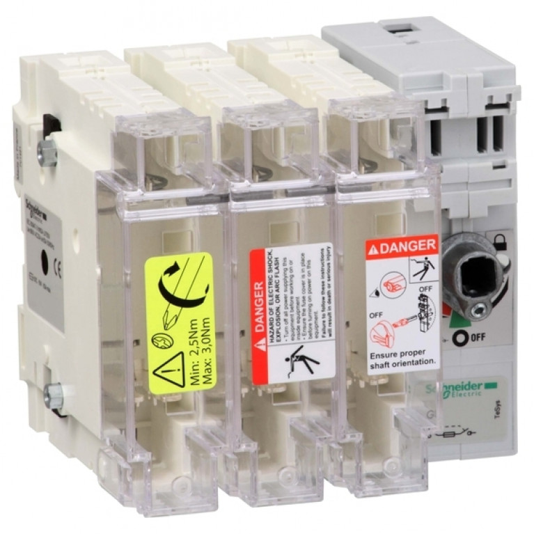 Рубильник с предохранителем Schneider Electric TeSys GS 125А 3P, 22X58, GS2K3