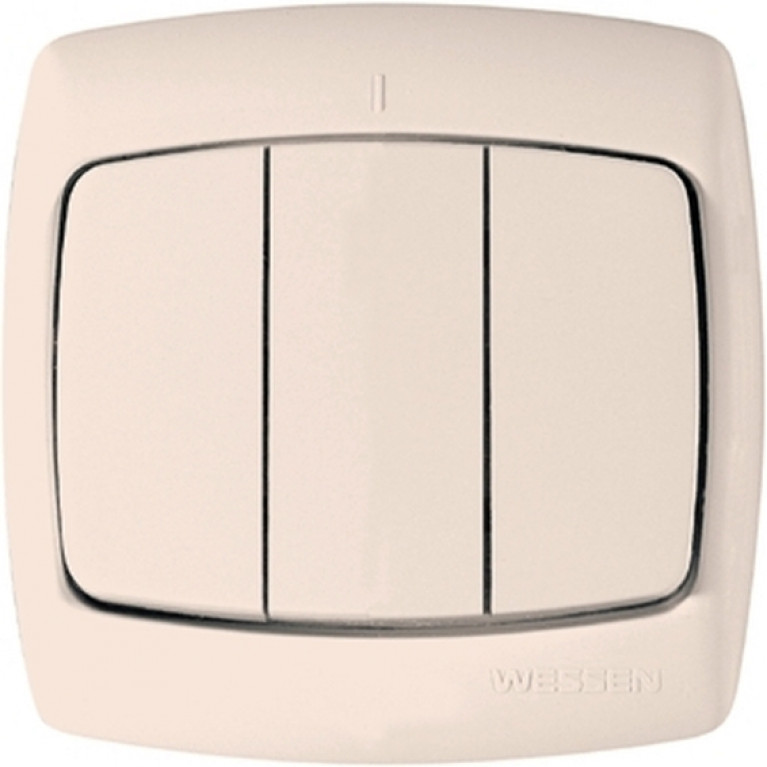 Выключатель 3-клавишный Schneider Electric РОНДО, скрытый монтаж, слоновая кость, VS05U-321-SI