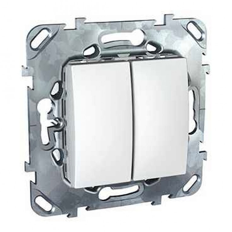 Выключатель 2-клавишный Schneider Electric UNICA, скрытый монтаж, белый, MGU5.211.18ZD
