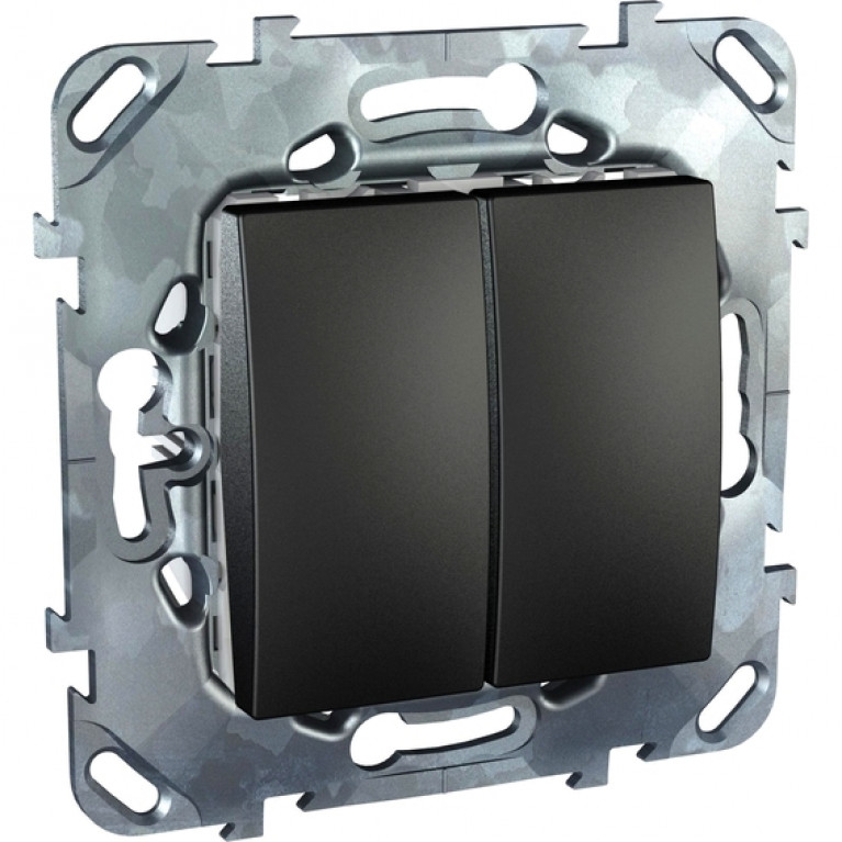 Переключатель 2-клавишный Schneider Electric UNICA TOP, скрытый монтаж, графит, MGU5.213.12ZD