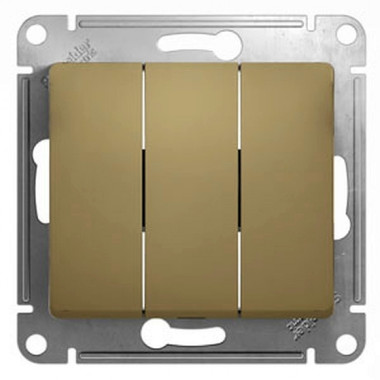 Выключатель 3-клавишный Schneider Electric GLOSSA, скрытый монтаж, титан, GSL000431