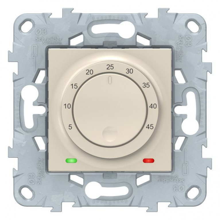 Термостат для теплого пола Schneider Electric UNICA NEW, с датчиком, бежевый, NU550344