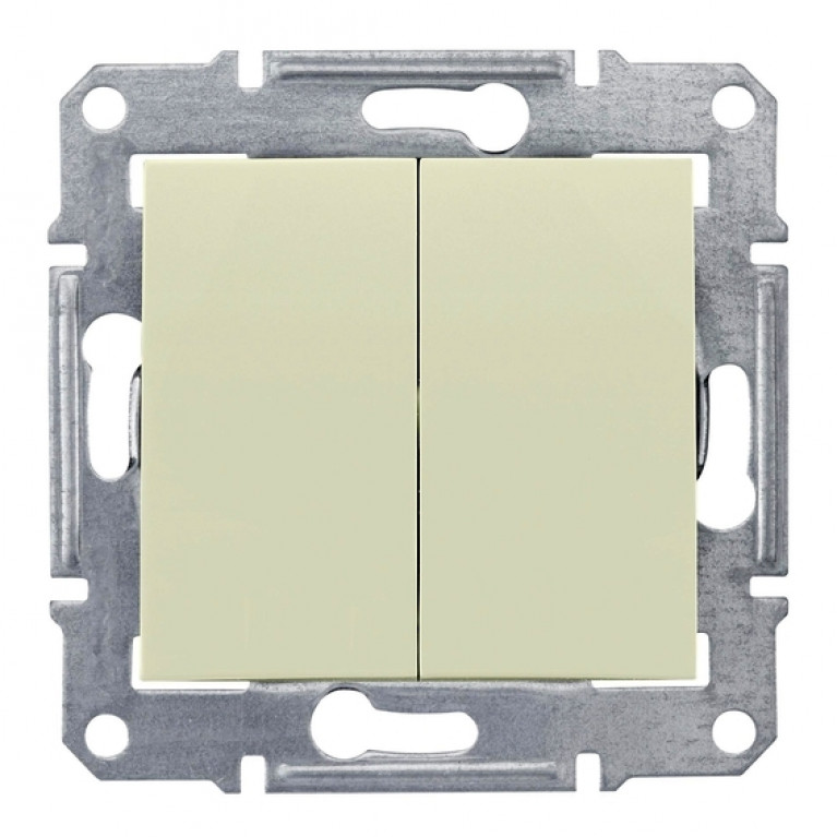Выключатель 2-клавишный Schneider Electric SEDNA, скрытый монтаж, бежевый, SDN0300447