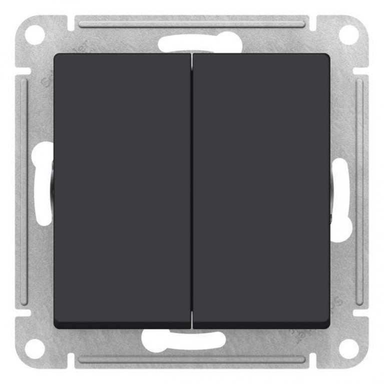 Выключатель 2-клавишный Schneider Electric ATLASDESIGN, скрытый монтаж, карбон, ATN001051