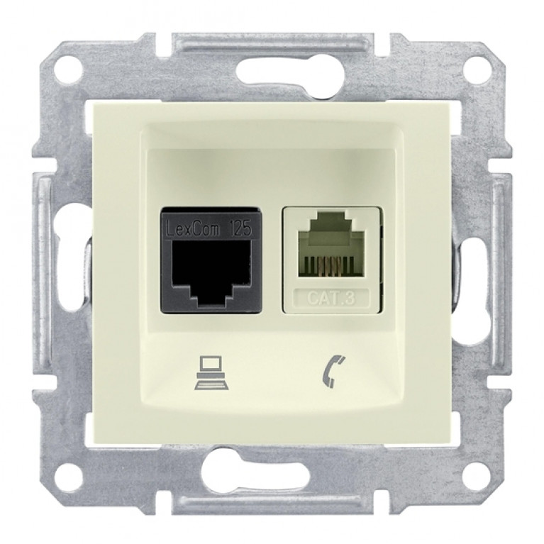 Розетка компьютерная RJ45 Cat.5 Schneider Electric SEDNA, бежевый, SDN5100147