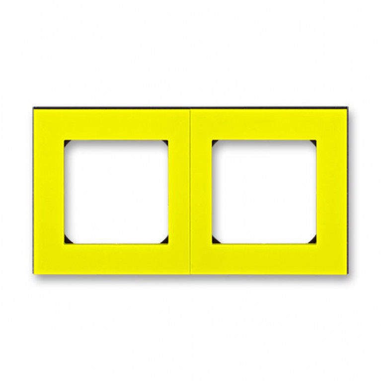 Рамка 2 поста ABB LEVIT, жёлтый // дымчатый чёрный, 2CHH015020A6064