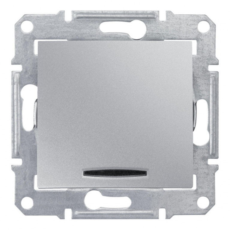 Переключатель 1-клавишный Schneider Electric SEDNA, с подсветкой, скрытый монтаж, алюминий, SDN0501160