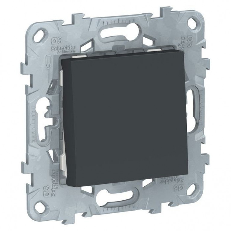 Переключатель 1-клавишный Schneider Electric UNICA NEW, скрытый монтаж, антрацит, NU520354
