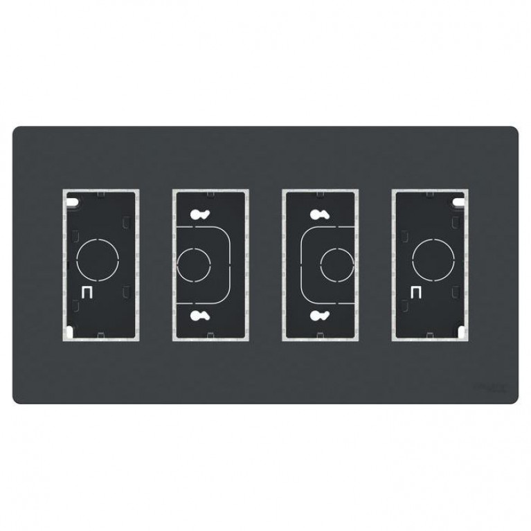 UNICA SYSTEM+ БЛОК открытой установки 4х2 АНТРАЦИТ
