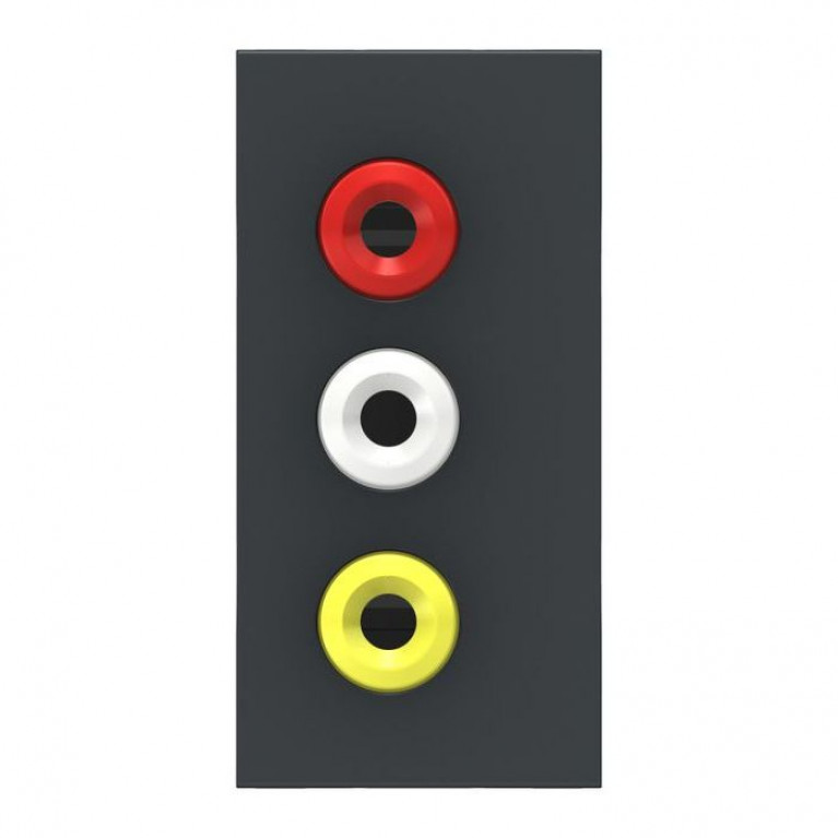 UNICA MODULAR РОЗЕТКА 3 RCA, 2 модуля, АНТРАЦИТ