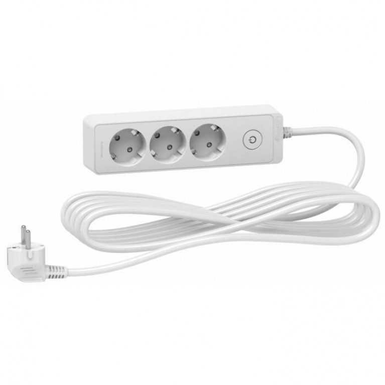Удлинитель Schneider Electric UNICA EXTEND 3-местный, с выключателем, 3м, с заземлением, ST9433W