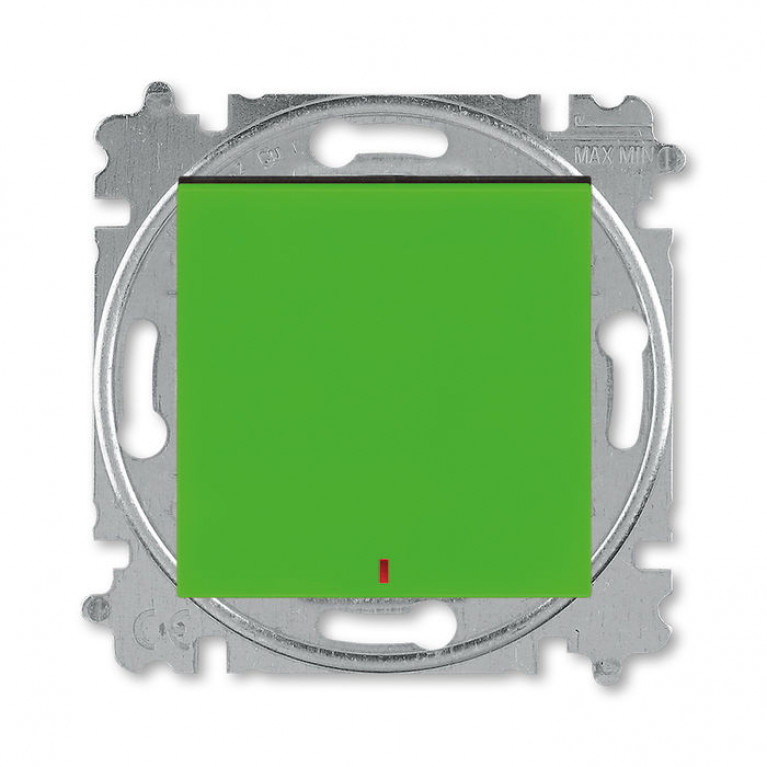Переключатель 1-клавишный ABB LEVIT, с подсветкой, скрытый монтаж, зеленый // дымчатый черный, 2CHH592545A6067