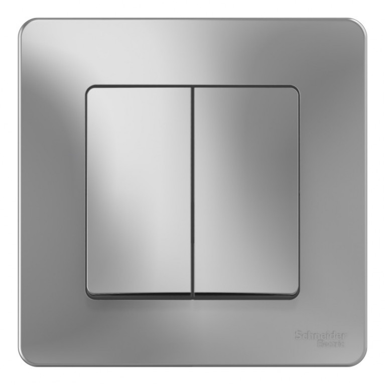 Переключатель 2-клавишный Schneider Electric BLANCA, скрытый монтаж, алюминий, BLNVS106603