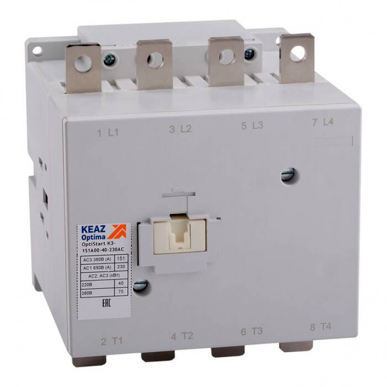 Контактор КЭАЗ OptiStart K3 4P 176А 400//24В AC 90кВт, 117036