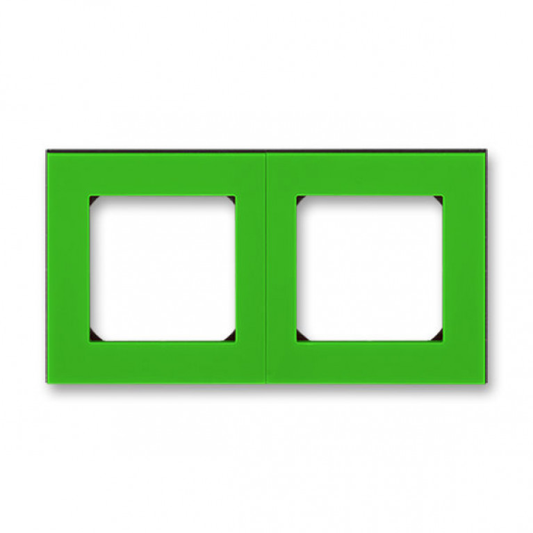 Рамка 2 поста ABB LEVIT, зелёный // дымчатый чёрный, 2CHH015020A6067