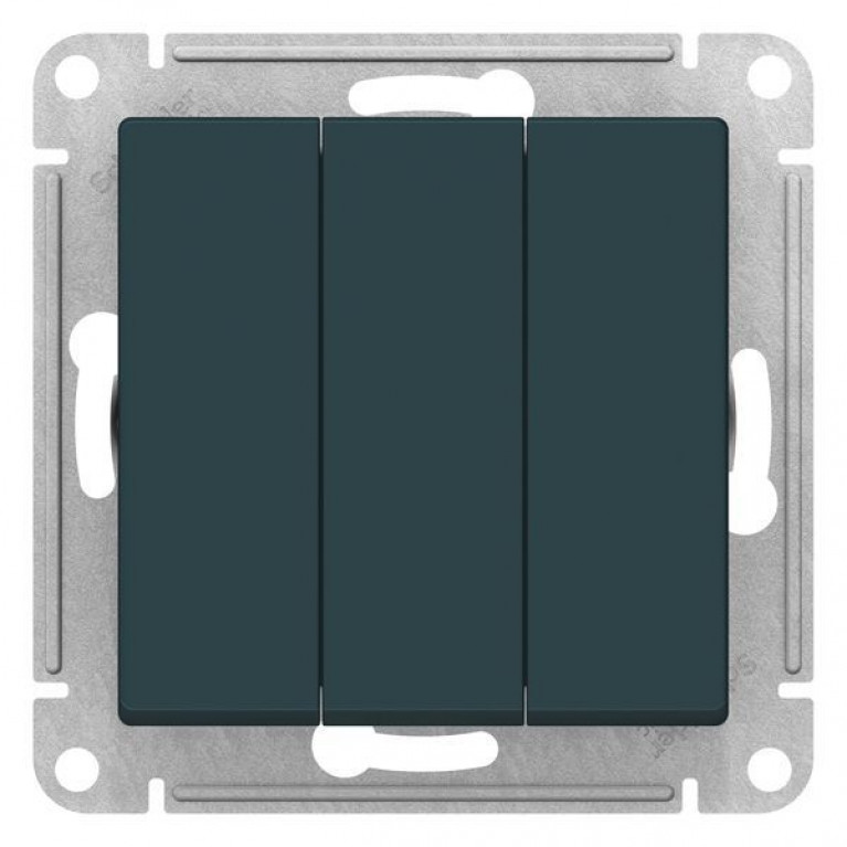 Выключатель 3-клавишный Schneider Electric ATLASDESIGN, скрытый монтаж, изумруд, ATN000831