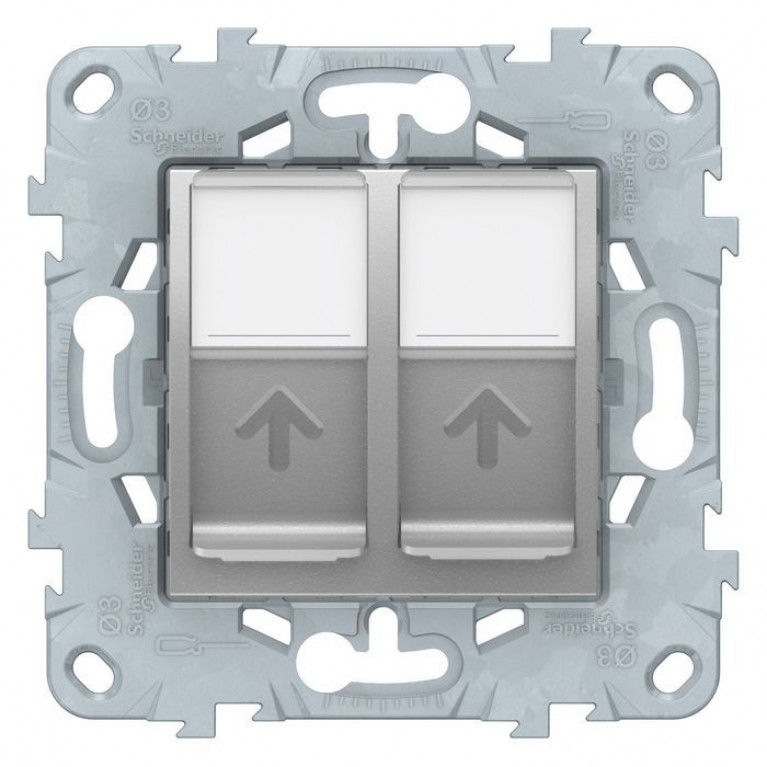 Розетка компьютерная RJ45 Cat.5 Schneider Electric UNICA NEW, алюминий, NU542030