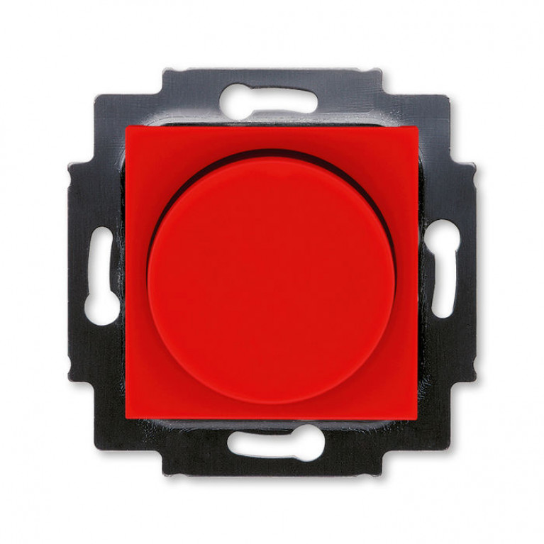 Светорегулятор поворотно-нажимной ABB LEVIT, 600 Вт, красный // дымчатый чёрный, 2CHH942247A6065