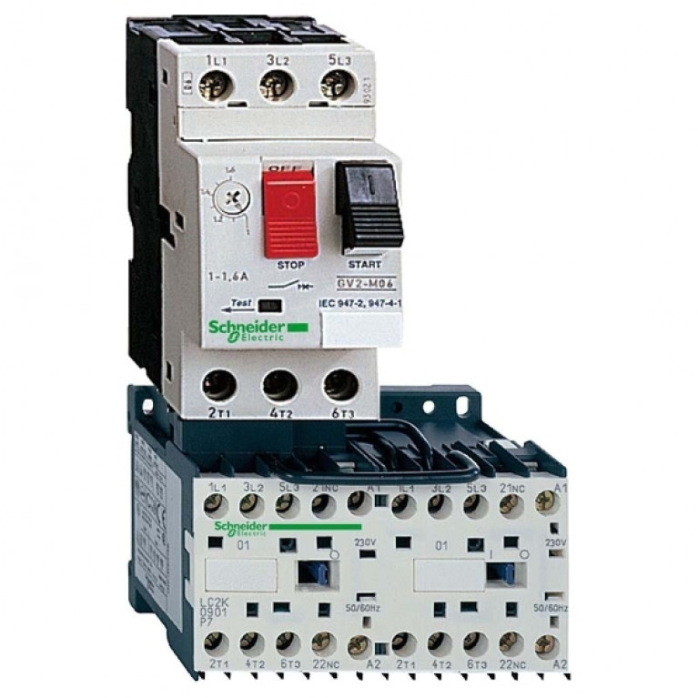 Реверсивный пускатель Schneider Electric TeSys GV2ME 2.5А, 0.75кВт 400//24В, GV2ME07K2BW3