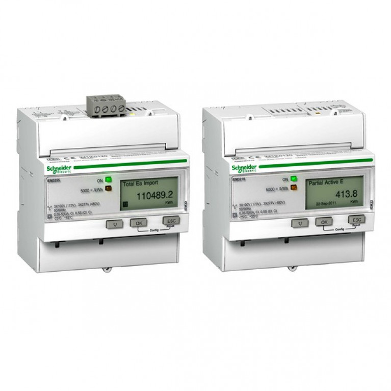 Счетчик электроэнергии однотарифный Schneider Electric Acti9 трехфазный 5(5)А, ЖКИ, кл.т. 0,5S, A9MEM3255R
