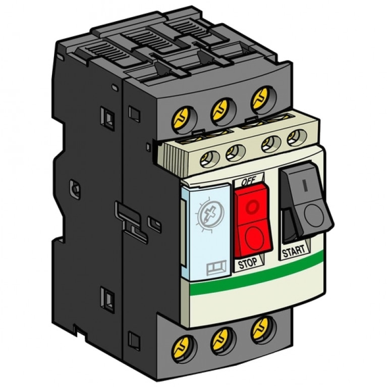 Силовой автомат для защиты двигателя Schneider Electric TeSys GV2 0.25А 3P, термомагнитный расцепитель, GV2ME02AE11TQ